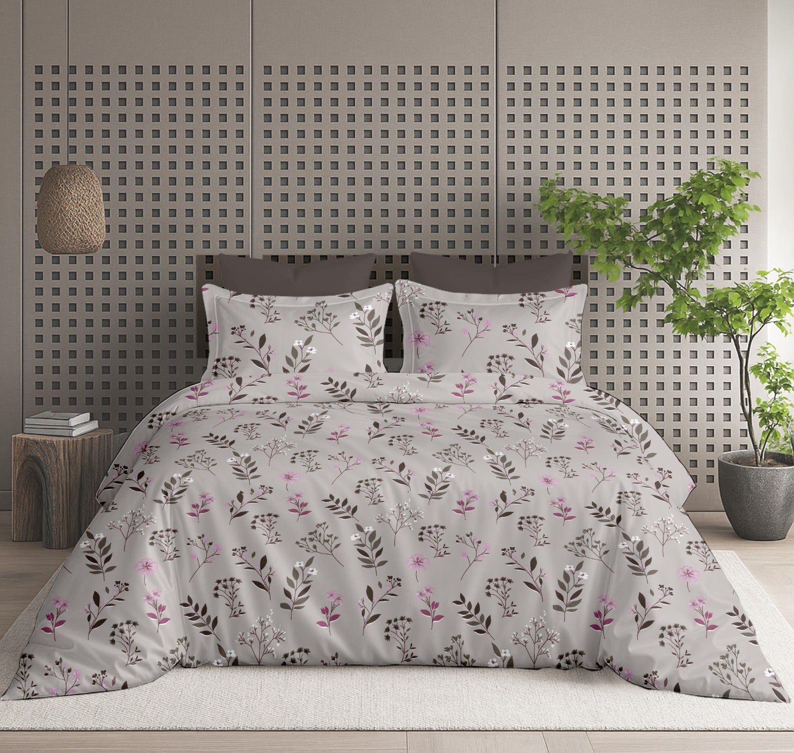Floral Bliss King Size Pure Cotton Printed Bedsheet Set