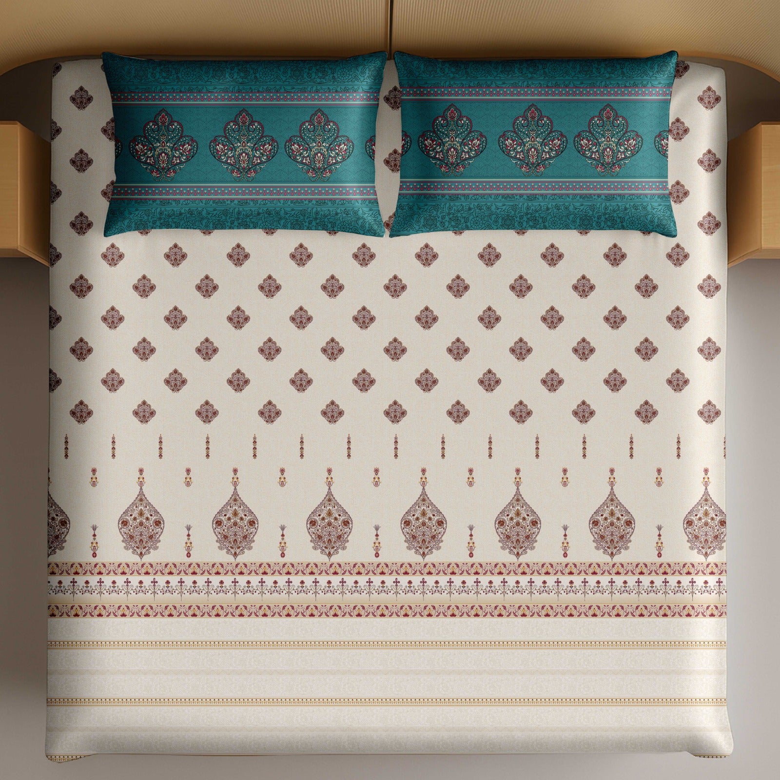 Artistry of india premium pure cotton king size bedsheet set (108*108) inches