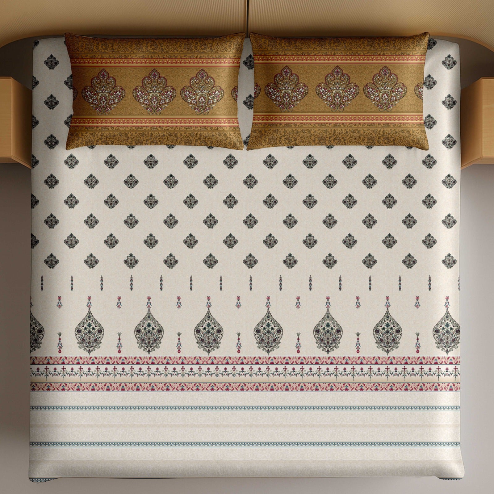 Artistry of india premium pure cotton king size bedsheet set (108*108) inches