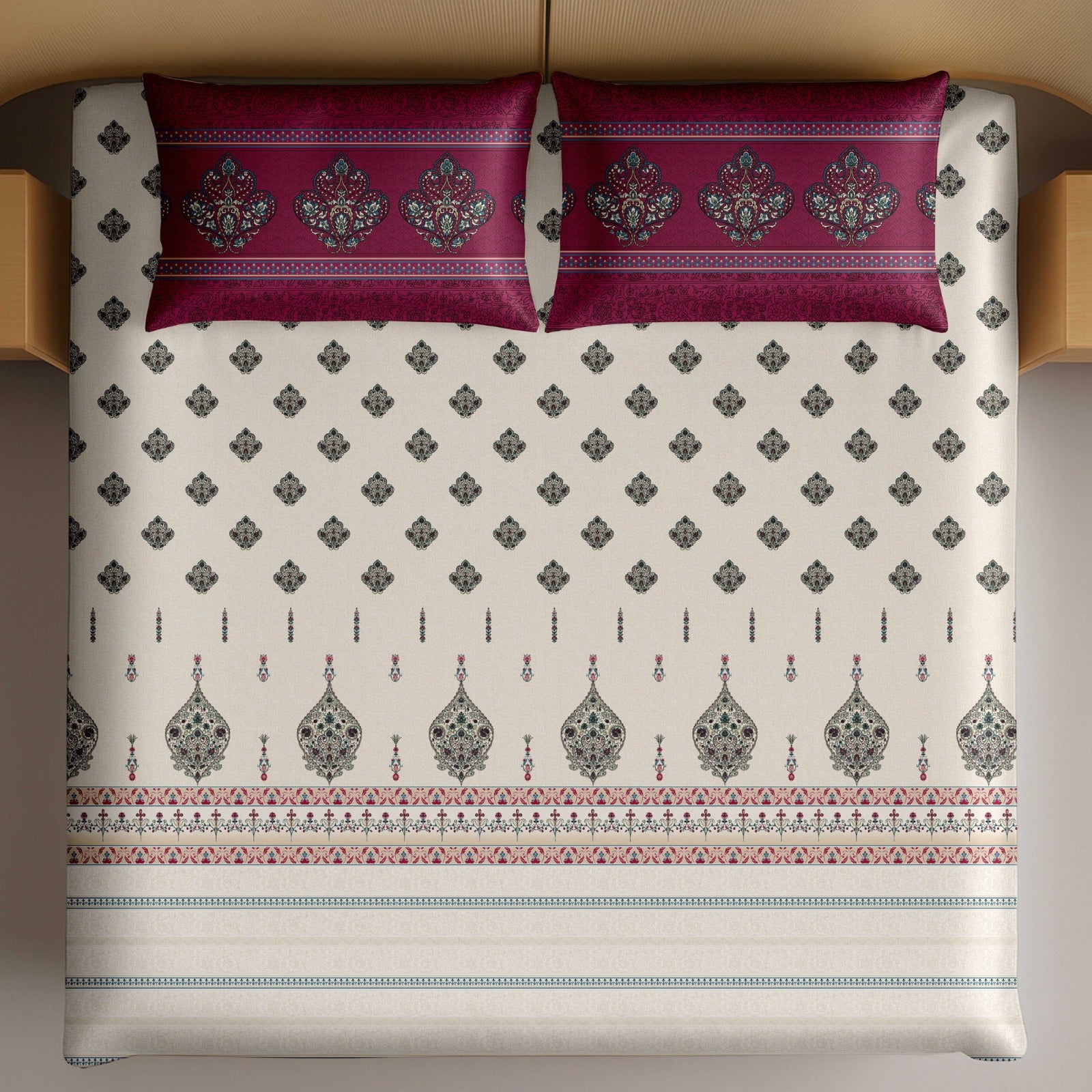 Artistry of india premium pure cotton king size bedsheet set (108*108) inches