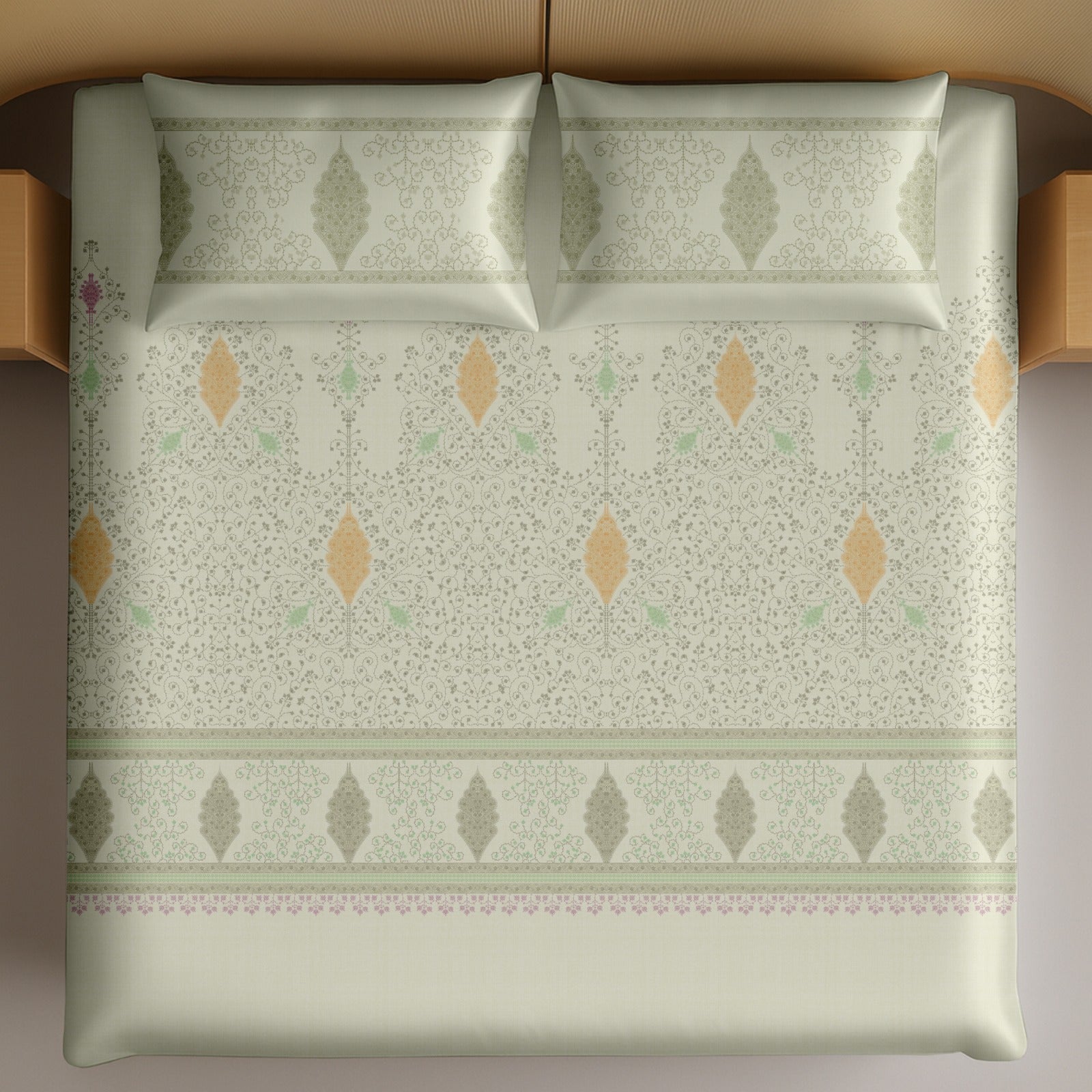 Artistry of india premium pure cotton king size bedsheet set (108*108) inches