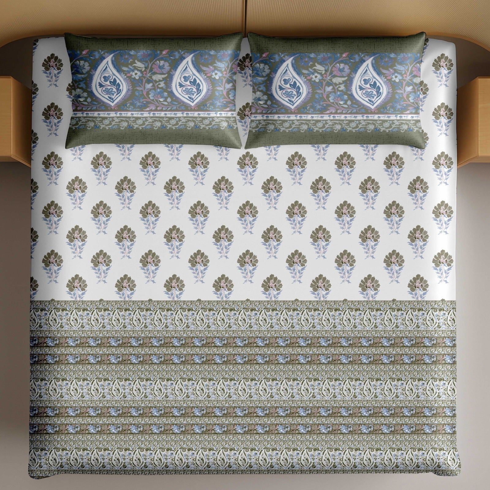 Artistry of india premium pure cotton king size bedsheet set (108*108) inches