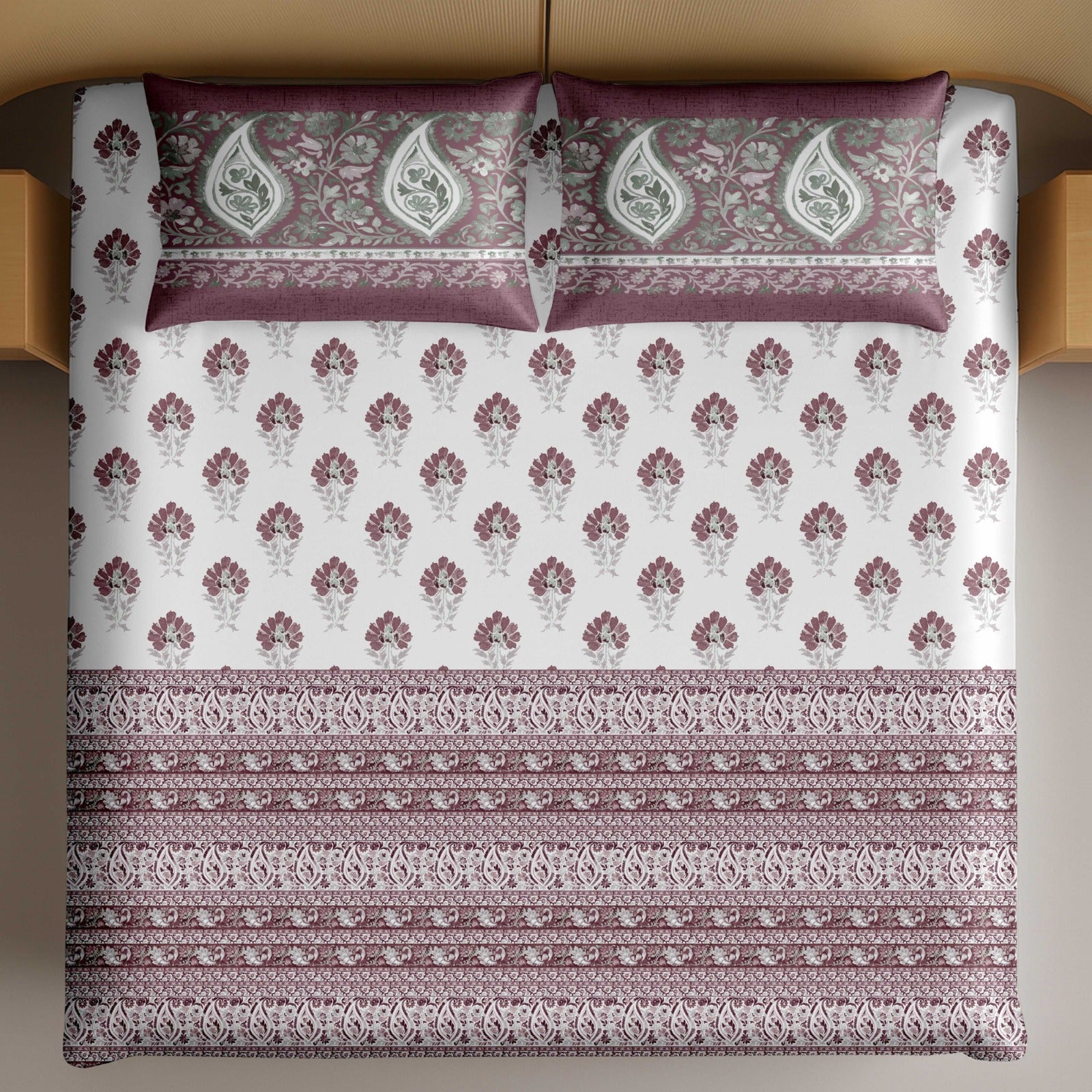 Artistry of india premium pure cotton king size bedsheet set (108*108) inches