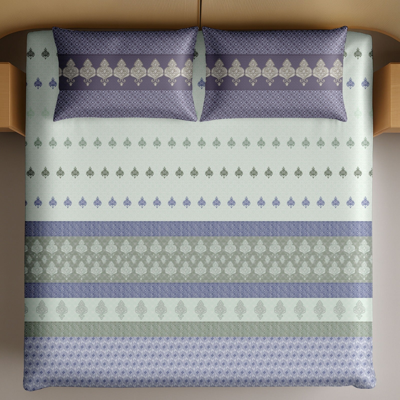 Artistry of india premium pure cotton king size bedsheet set (108*108) inches