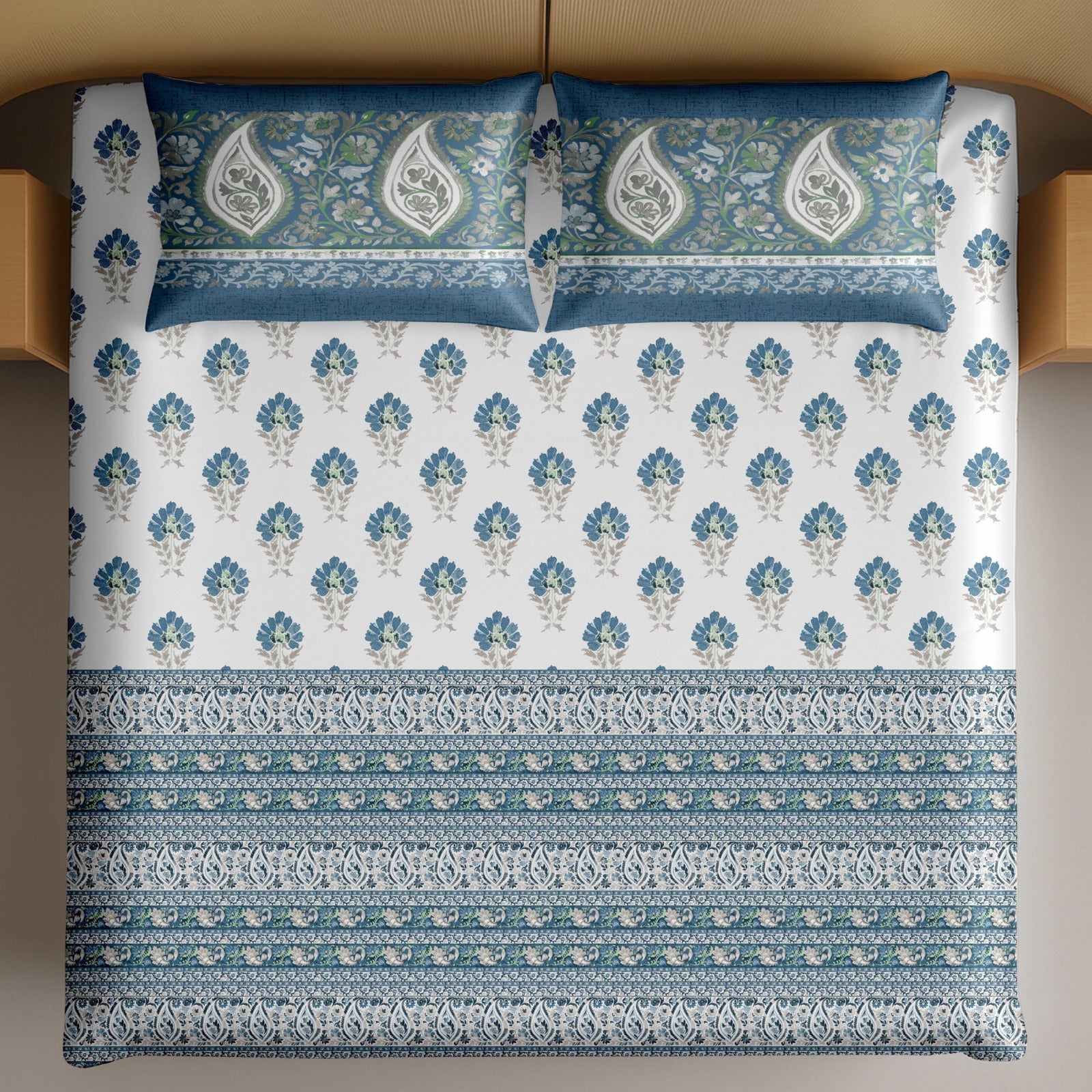 Artistry of india premium pure cotton king size bedsheet set (108*108) inches