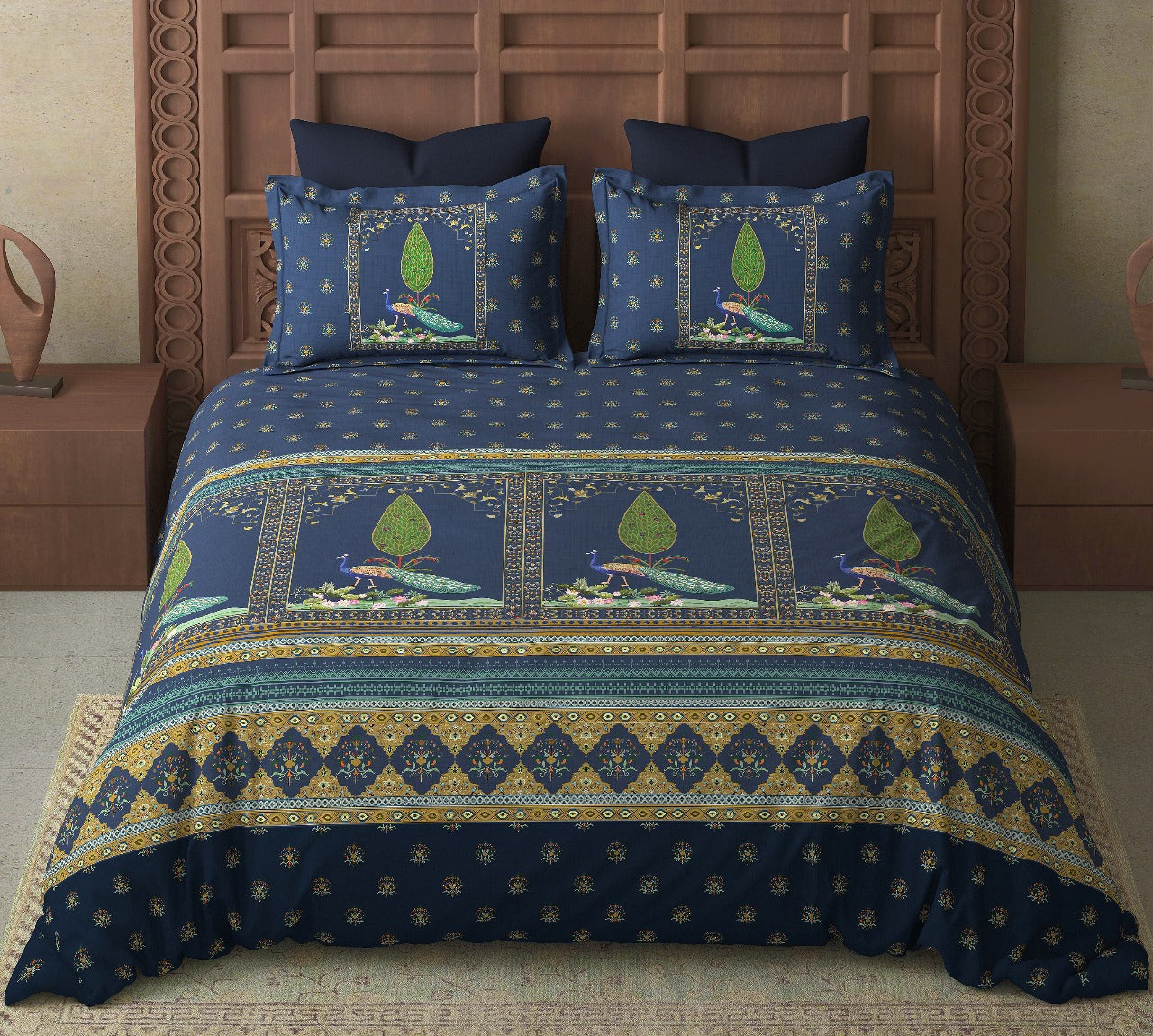 Digital Raga Printed King Size (400 Tc) Pure Cotton Bedsheet