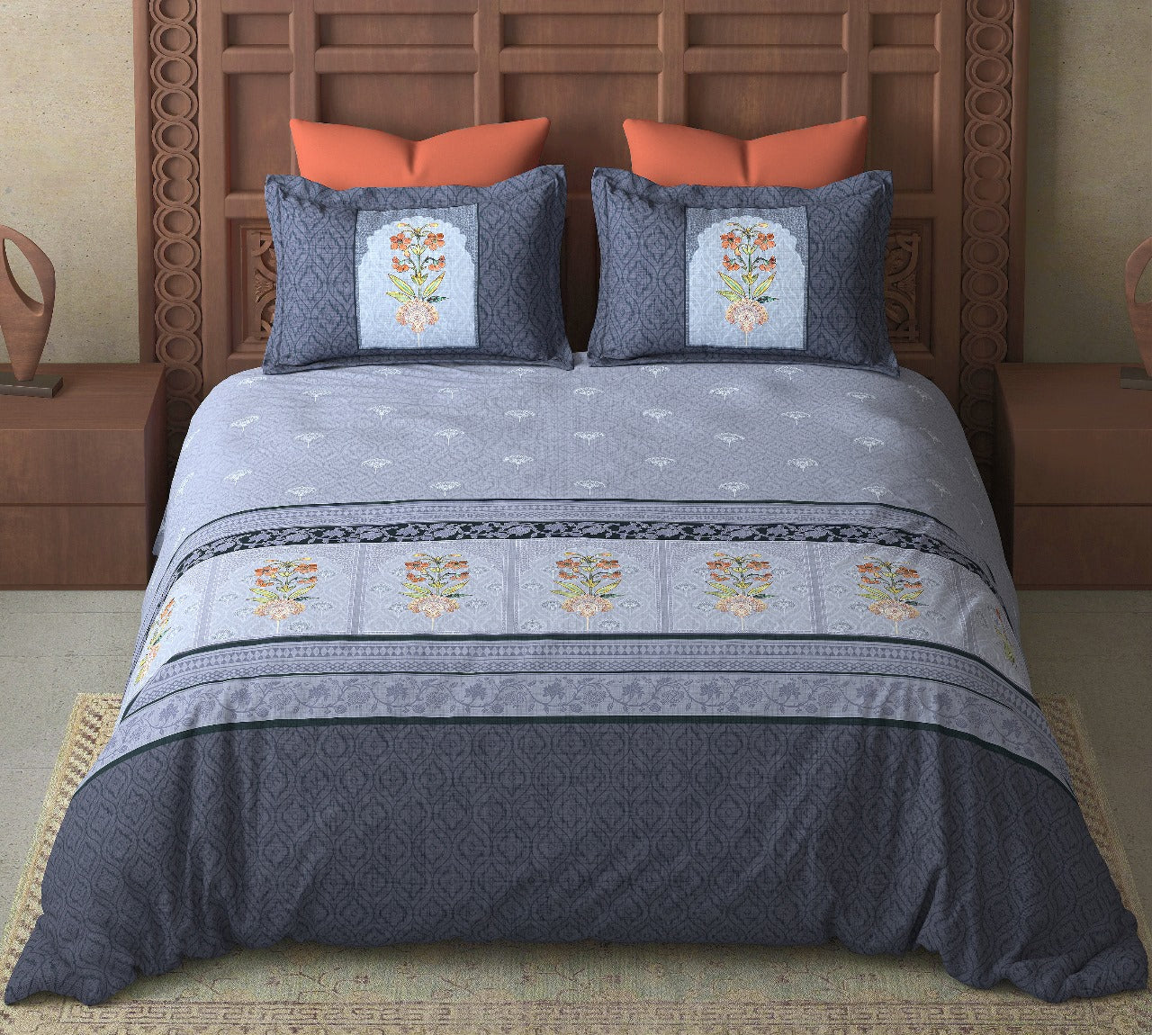 Digital Raga Printed King Size (400 Tc) Pure Cotton Bedsheet