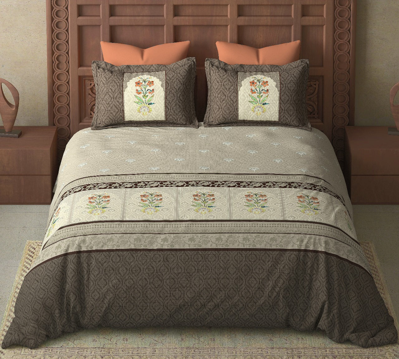 Digital Raga Printed King Size (400 Tc) Pure Cotton Bedsheet