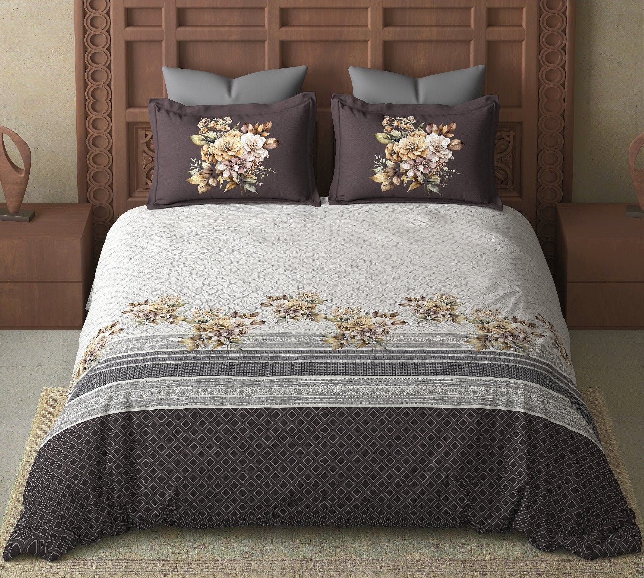 Digital Raga Printed King Size (400 Tc) Pure Cotton Bedsheet