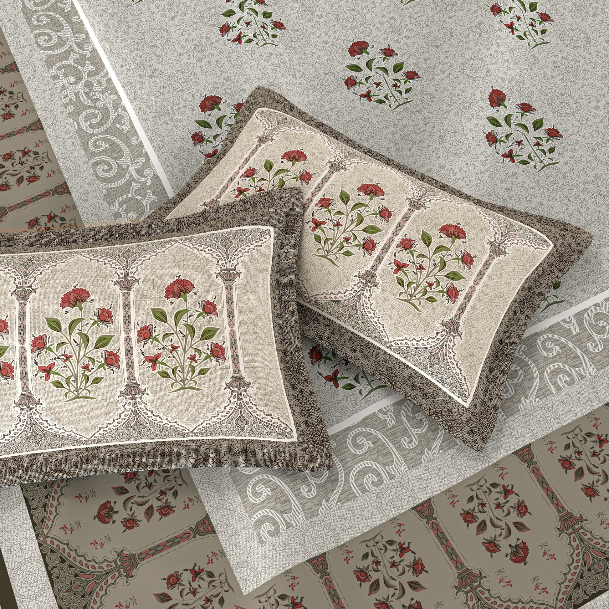 Chinar Bagh King Size Pure Cotton Bedsheet Set
