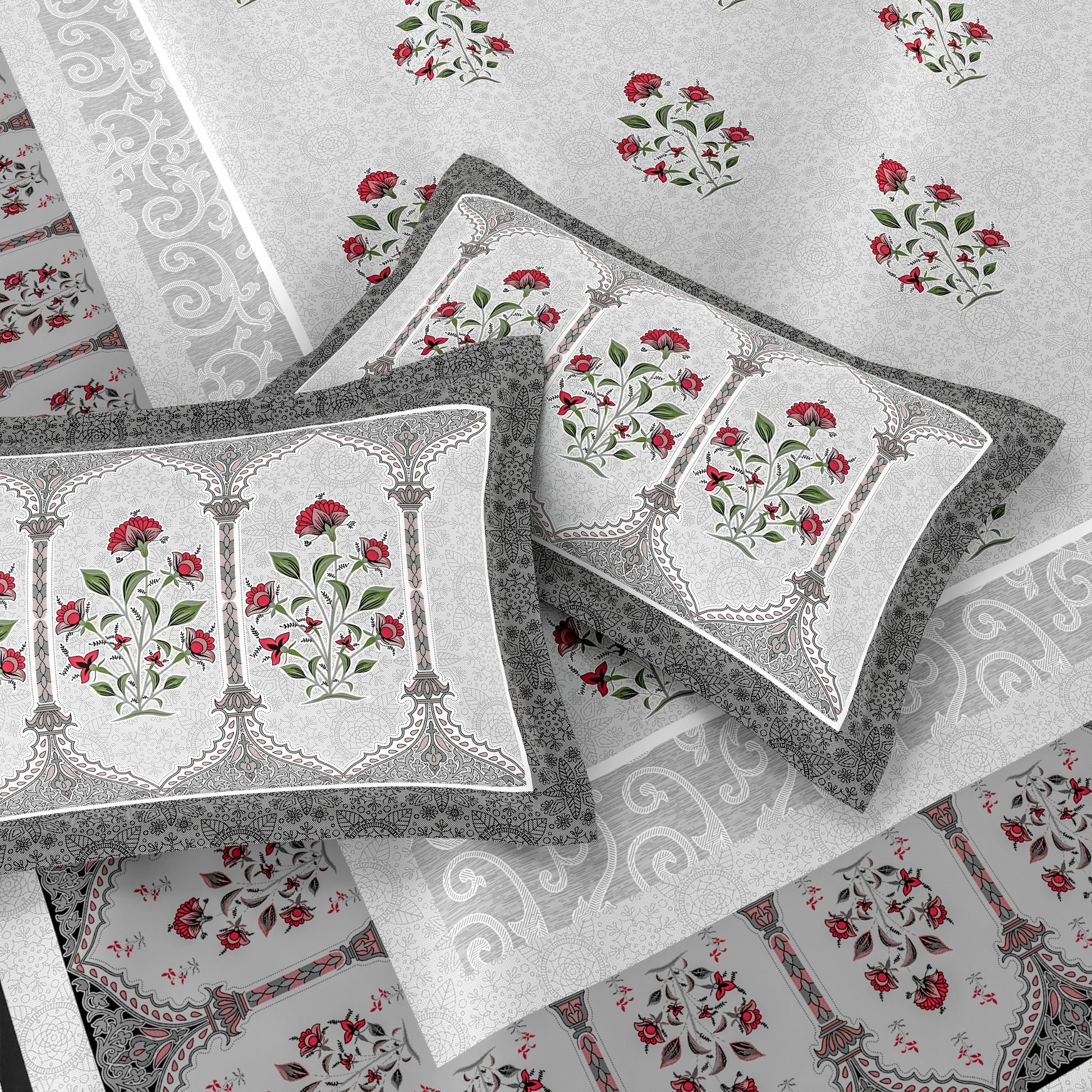 Chinar Bagh King Size Pure Cotton Bedsheet Set