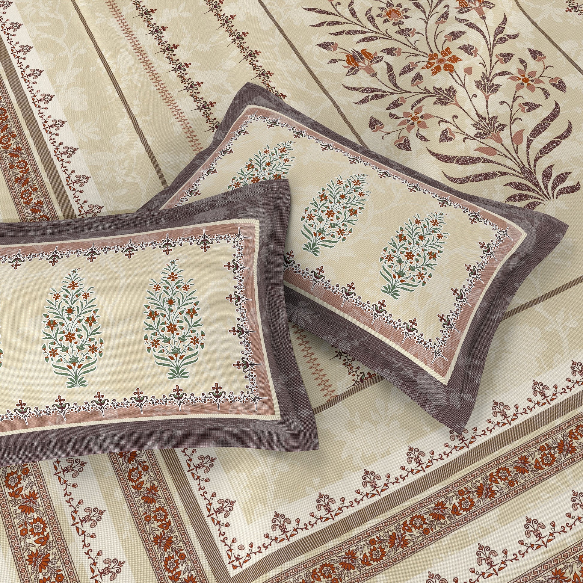 Chinar Bagh King Size Pure Cotton Bedsheet Set