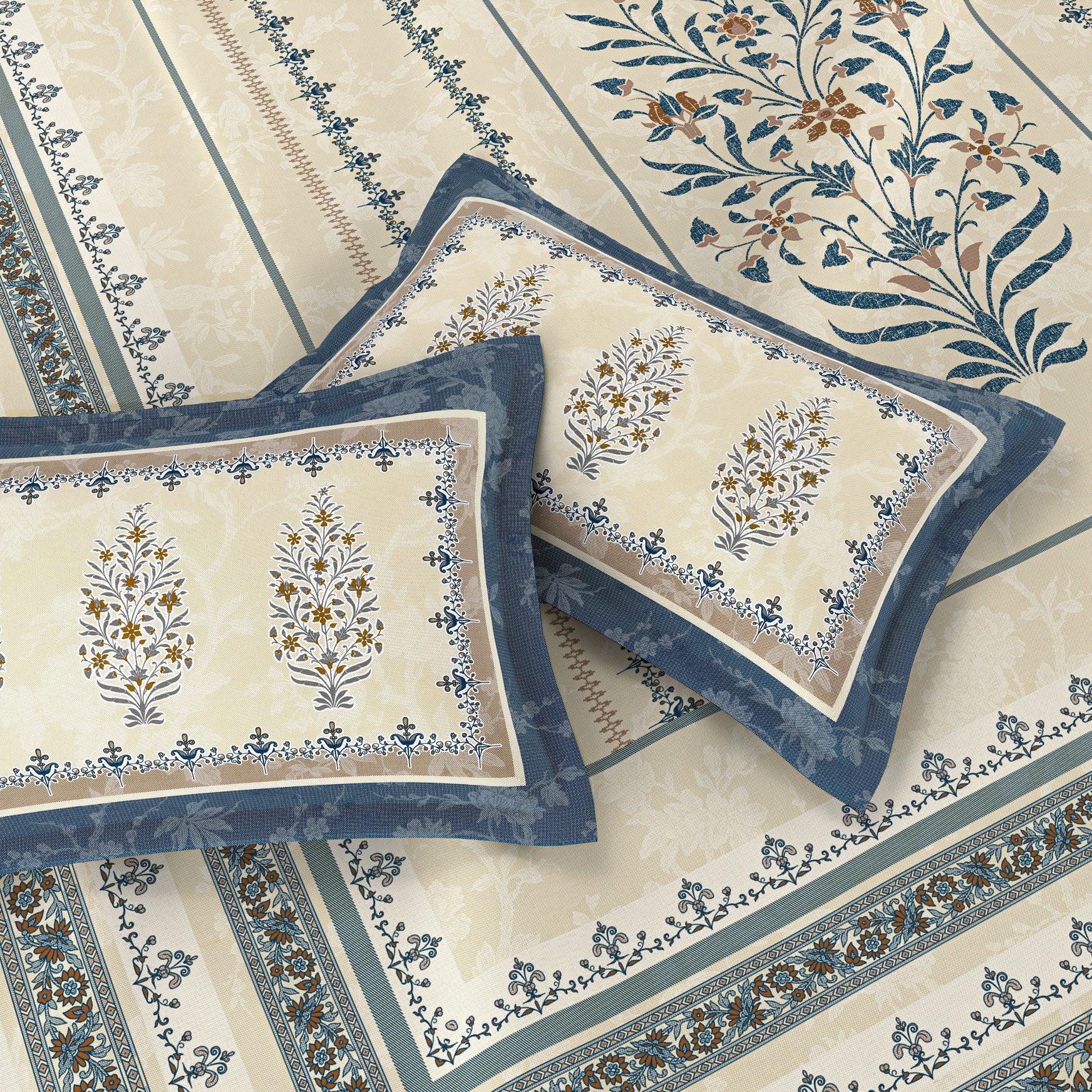 Chinar Bagh King Size Pure Cotton Bedsheet Set