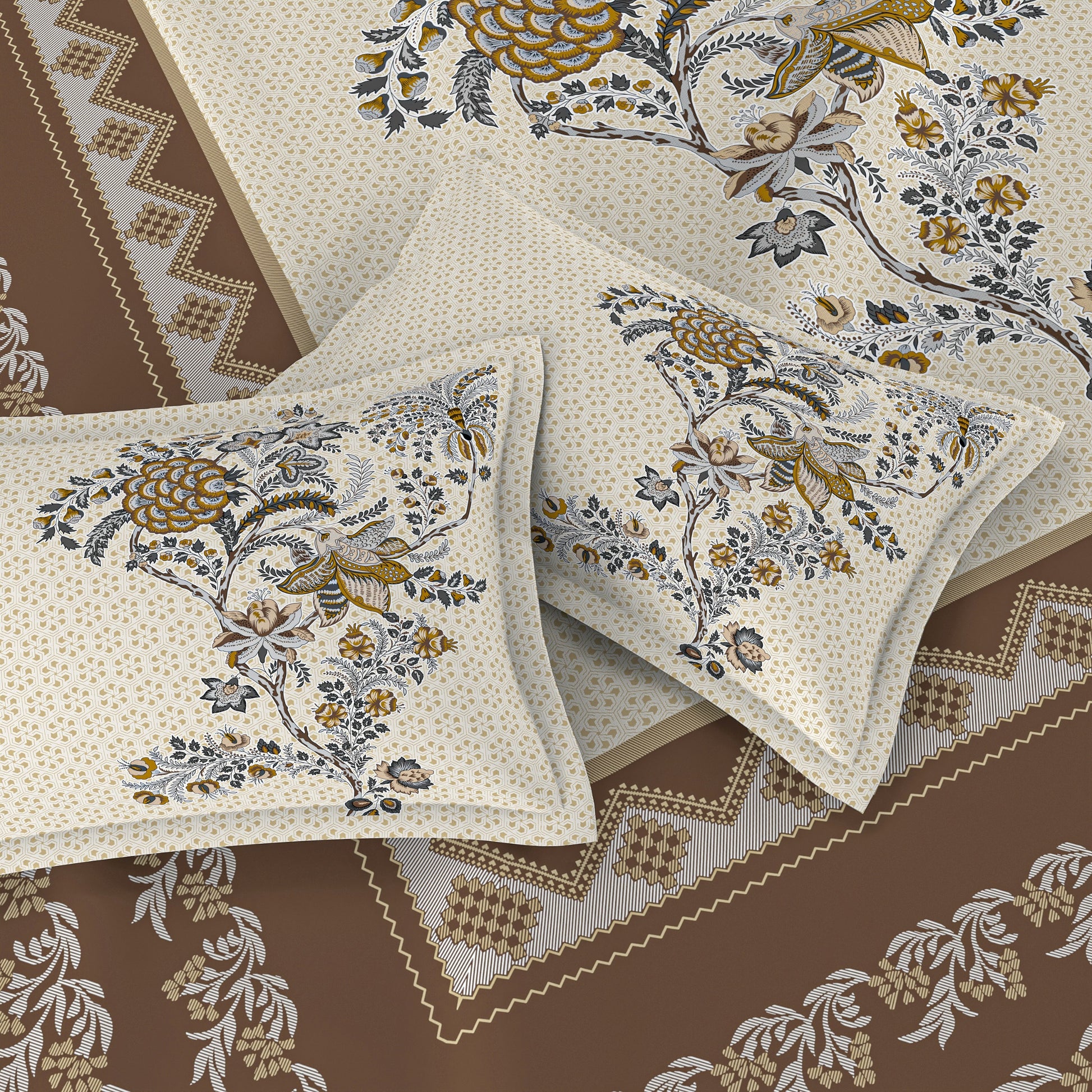 Chinar Bagh King Size Pure Cotton Bedsheet Set