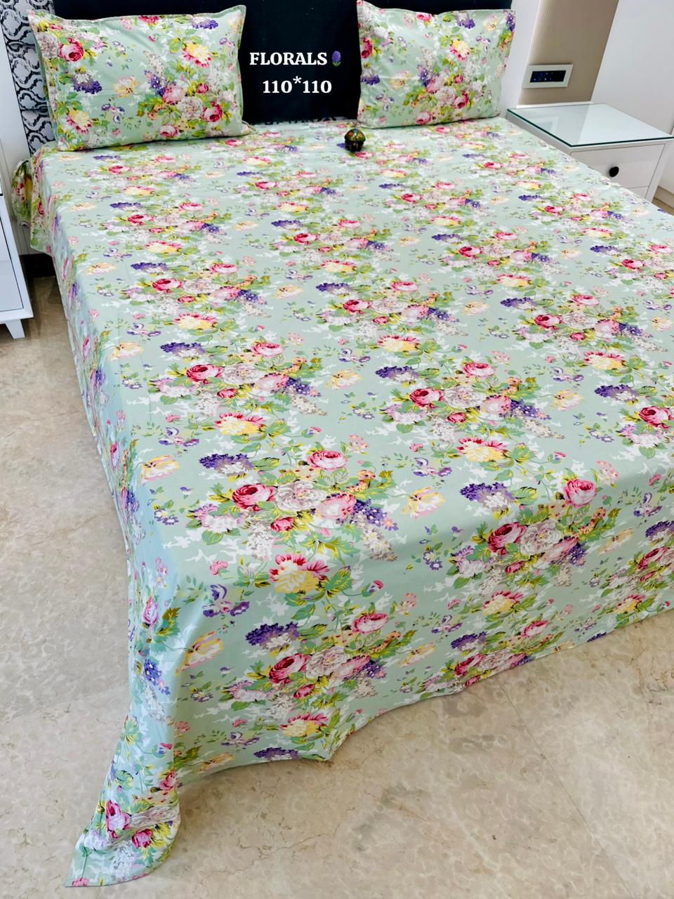 Sitara Handblock Designer Printed Premium Pure Cotton Kingsize Bed Sheets
