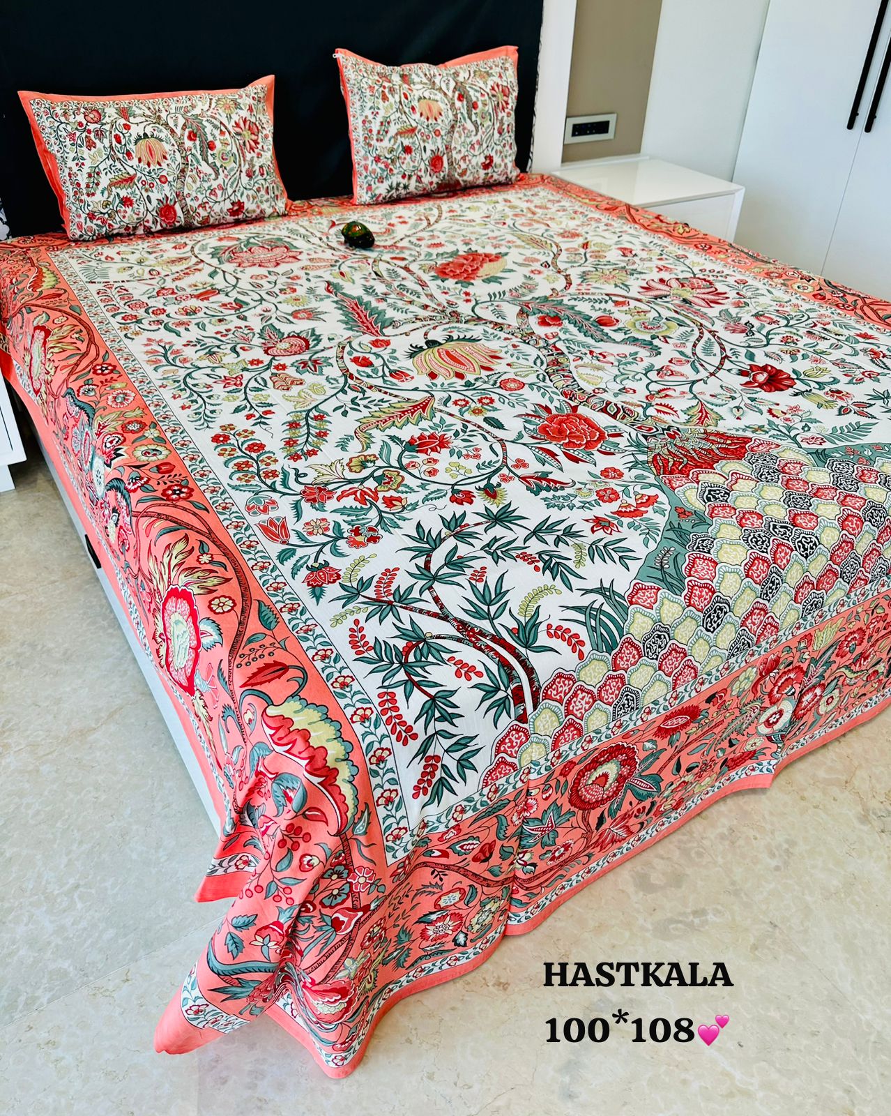Hastkala Printed  Premium Pure Cotton King size Bed Sheets