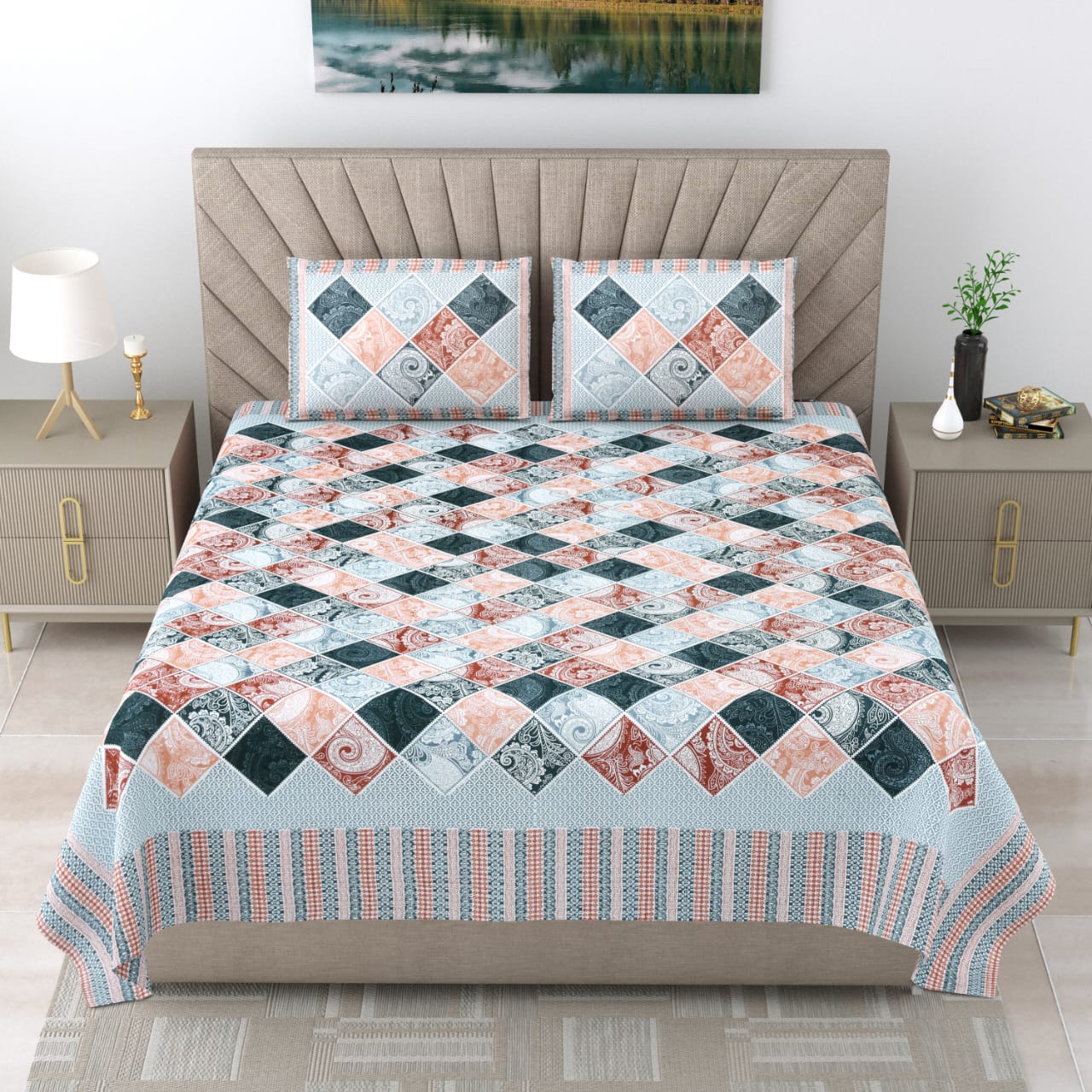 Royal Rajasthani Handblock Print pure Cotton Double Bed Sheets