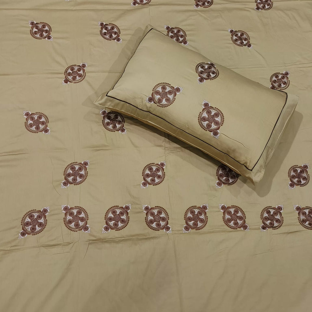 Artistic Thread Work Pure Cotton King Size Embroidered Bedsheet