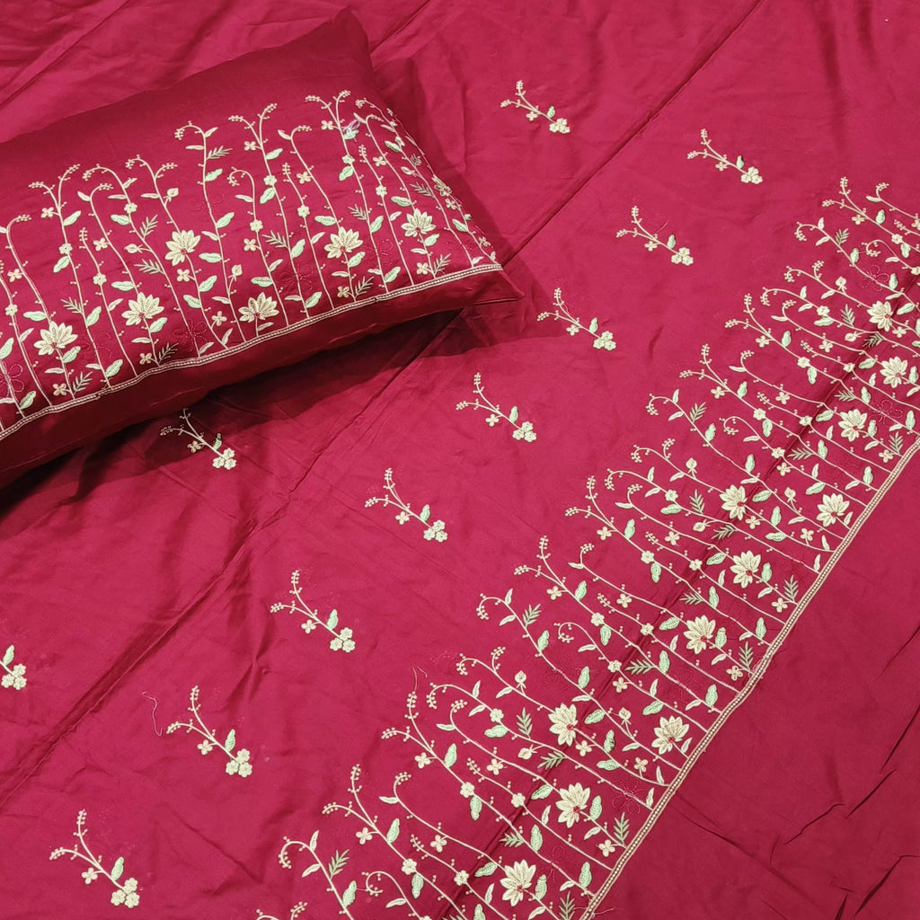 Kanak Embroidered Pure Cotton King Size Bedsheet Set