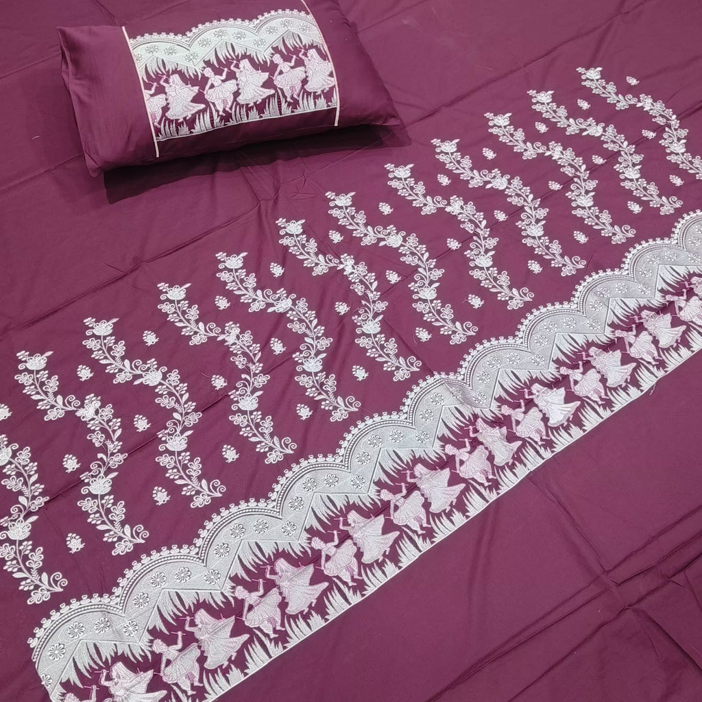 Kanak Embroidered Pure Cotton King Size Bedsheet Set