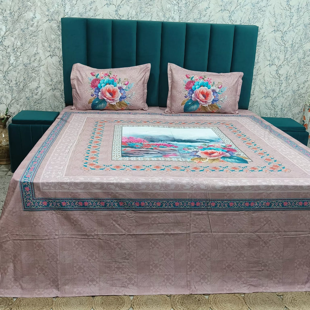 Digital Raga Printed King Size (400 Tc) Pure Cotton Bedsheet