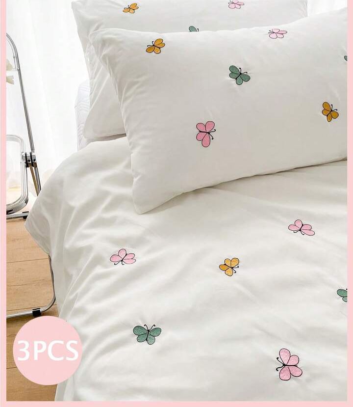 Floral Bloom Embroidered King Size Pure Cotton Bedsheet Set