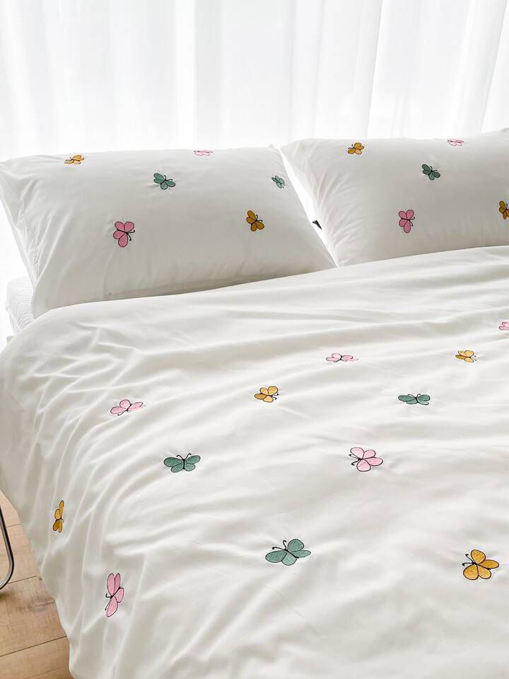 Floral Bloom Embroidered King Size Pure Cotton Bedsheet Set