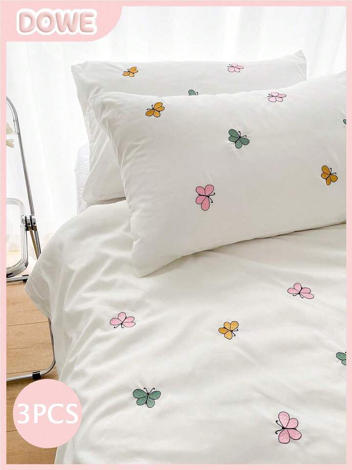 Floral Bloom Embroidered King Size Pure Cotton Bedsheet Set