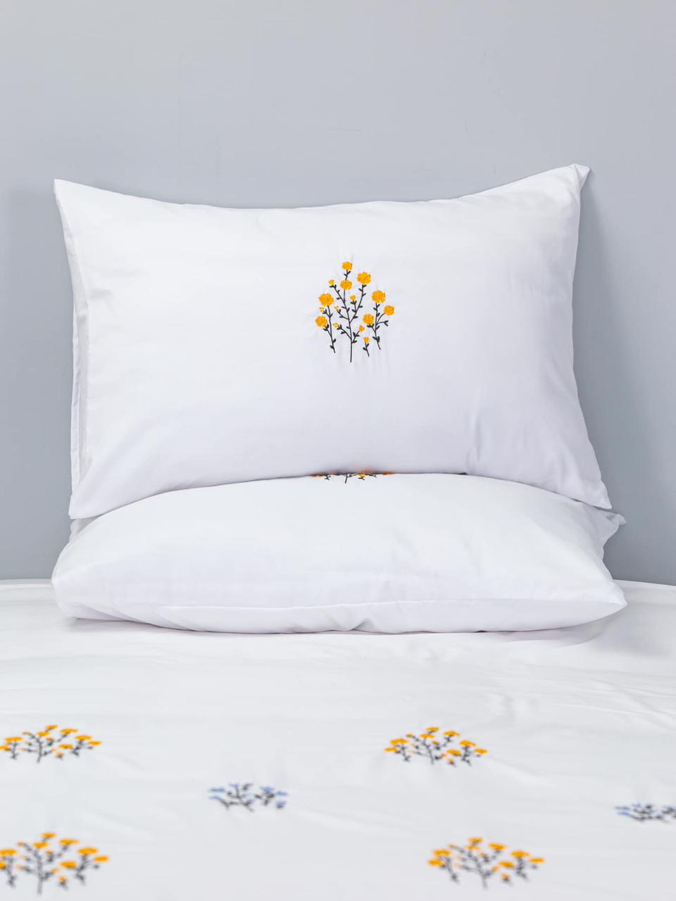 Floral Bloom Embroidered King Size Pure Cotton Bedsheet Set