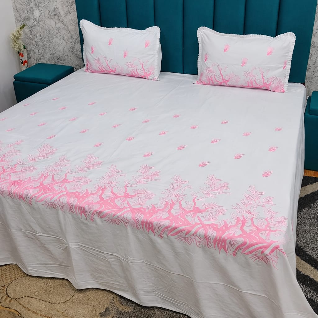 Kanak Embroidered Pure Cotton King Size Bedsheet Set