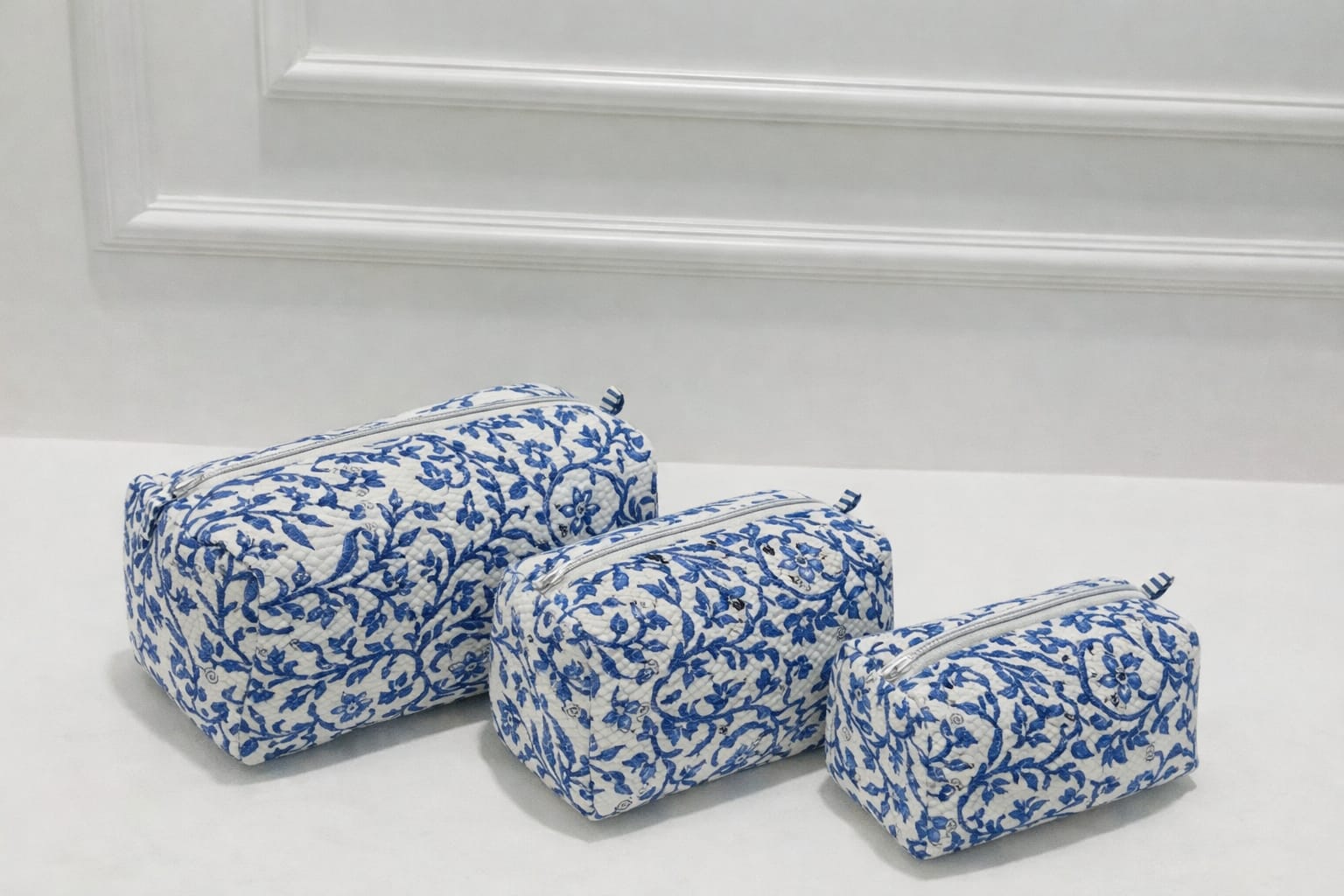 Floral Handcrafted Pure Cotton Quilted Pouches Set