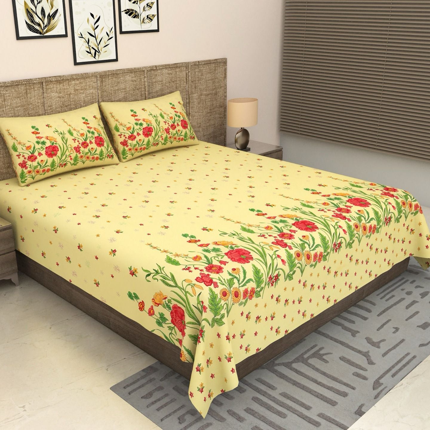 Sitara Handblock Designer Printed Premium Pure Cotton Kingsize Bed Sheets