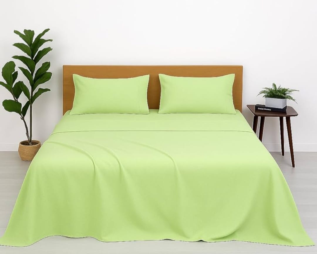 Premium Solid Pure Cotton Queen Size Bedsheet Set