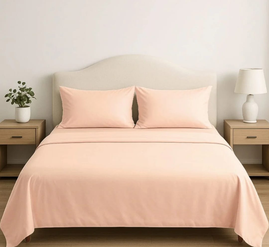 Premium Solid Pure Cotton Queen Size Bedsheet Set