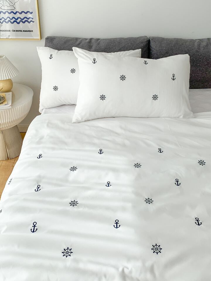 Floral Bloom Embroidered King Size Pure Cotton Bedsheet Set