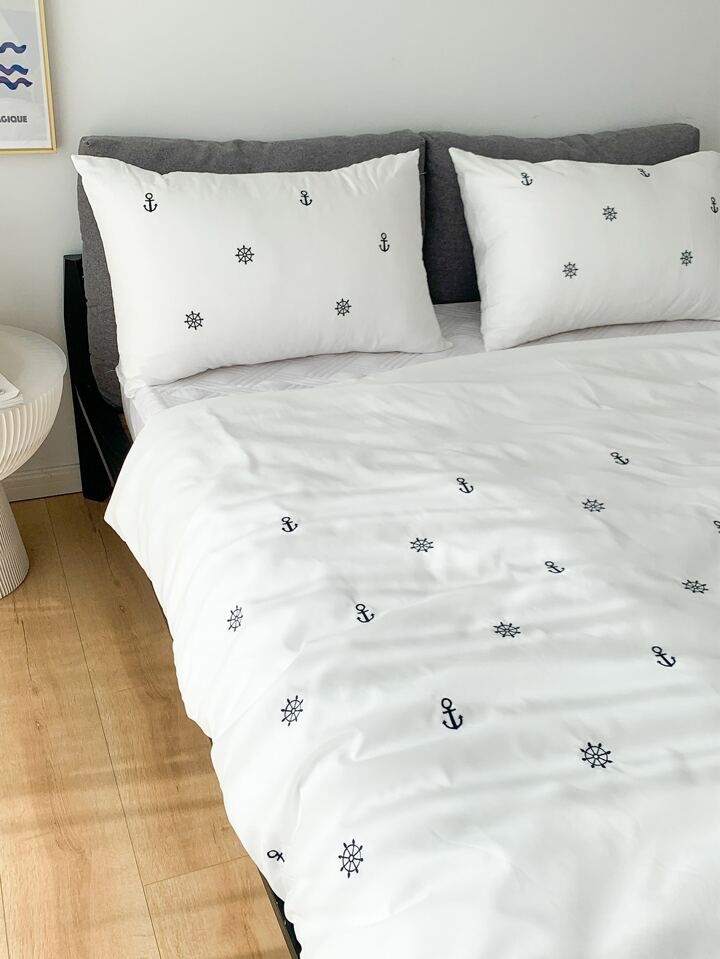 Floral Bloom Embroidered King Size Pure Cotton Bedsheet Set