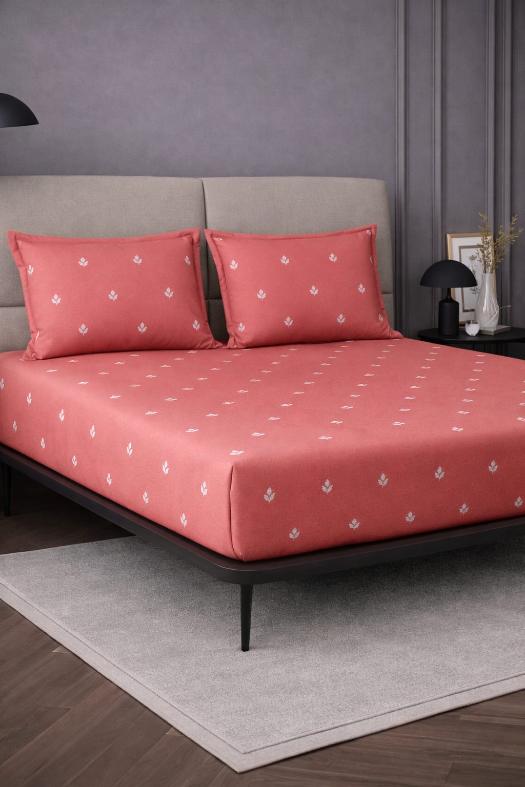 Tiny Bloom pure cotton king size Embroidered bedsheet