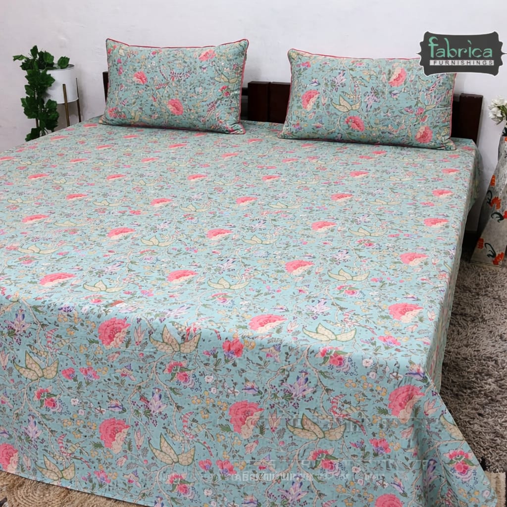 Sadabahar Anokhi Printed Pure Cotton  King Size Bedsheet Set