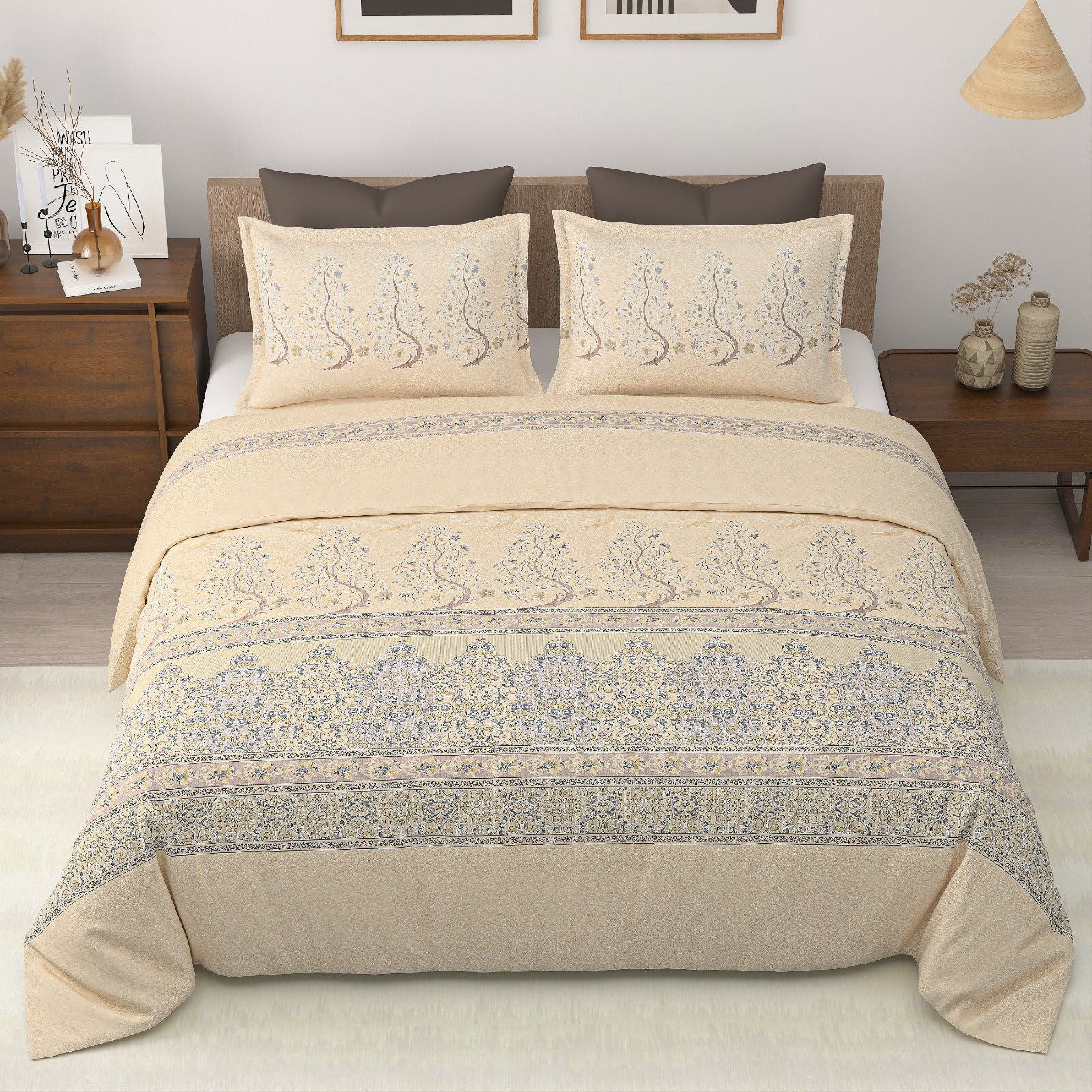 Royal Era Super King Size Pure Cotton Printed Bedsheet Set