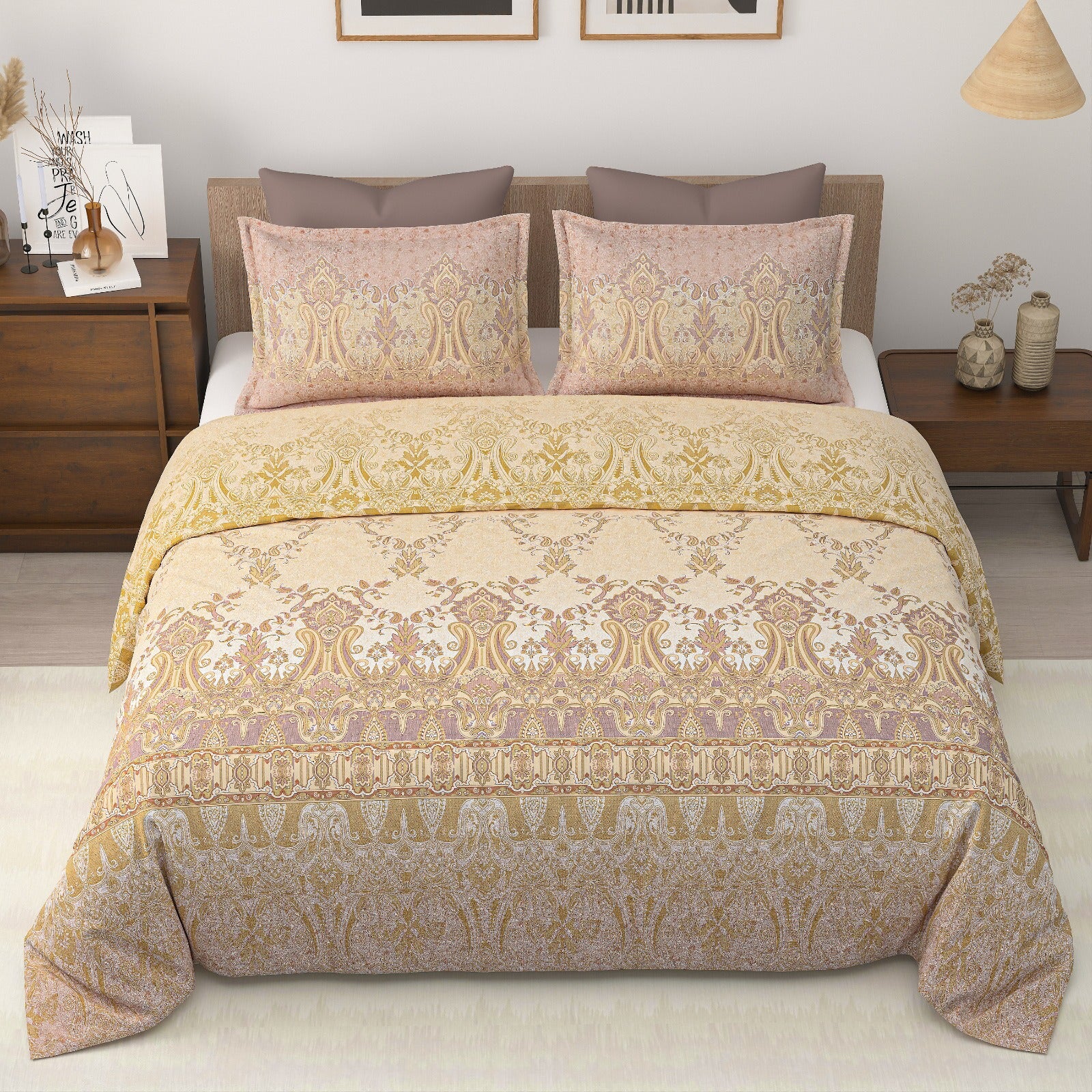Royal Era Super King Size Pure Cotton Printed Bedsheet Set