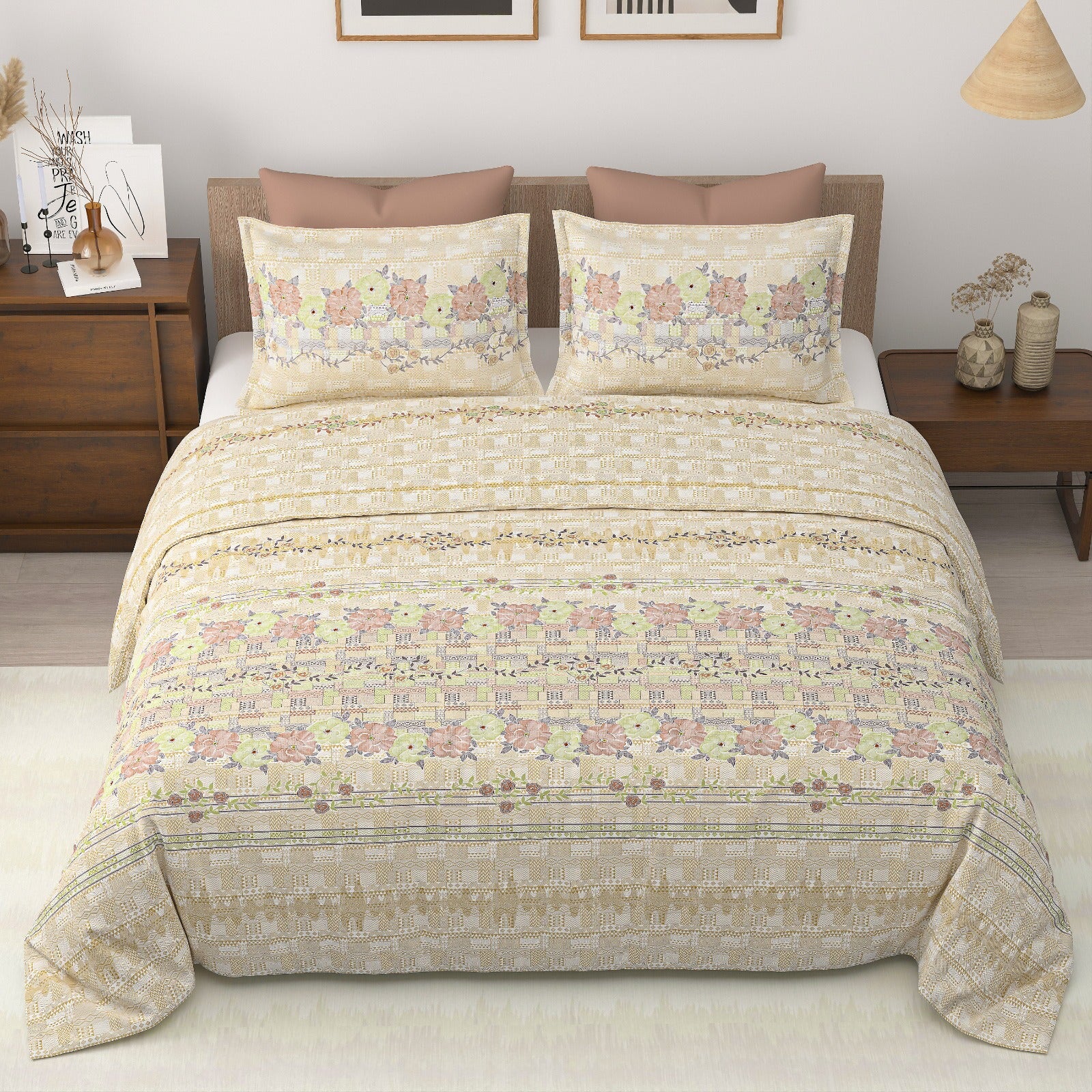 Royal Era Super King Size Pure Cotton Printed Bedsheet Set