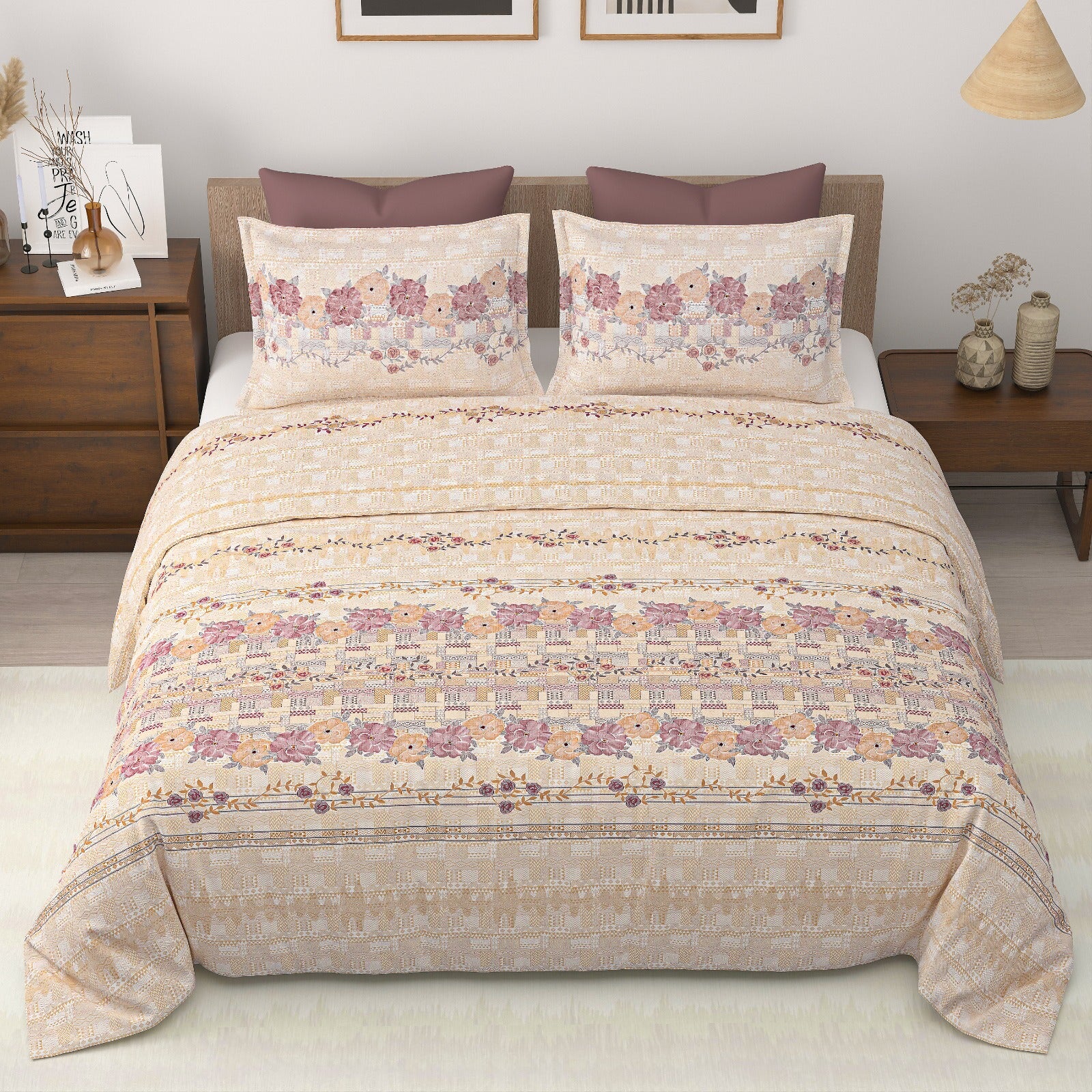 Royal Era Super King Size Pure Cotton Printed Bedsheet Set