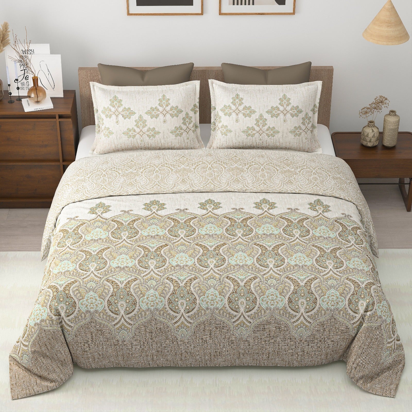 Royal Era Super King Size Pure Cotton Printed Bedsheet Set