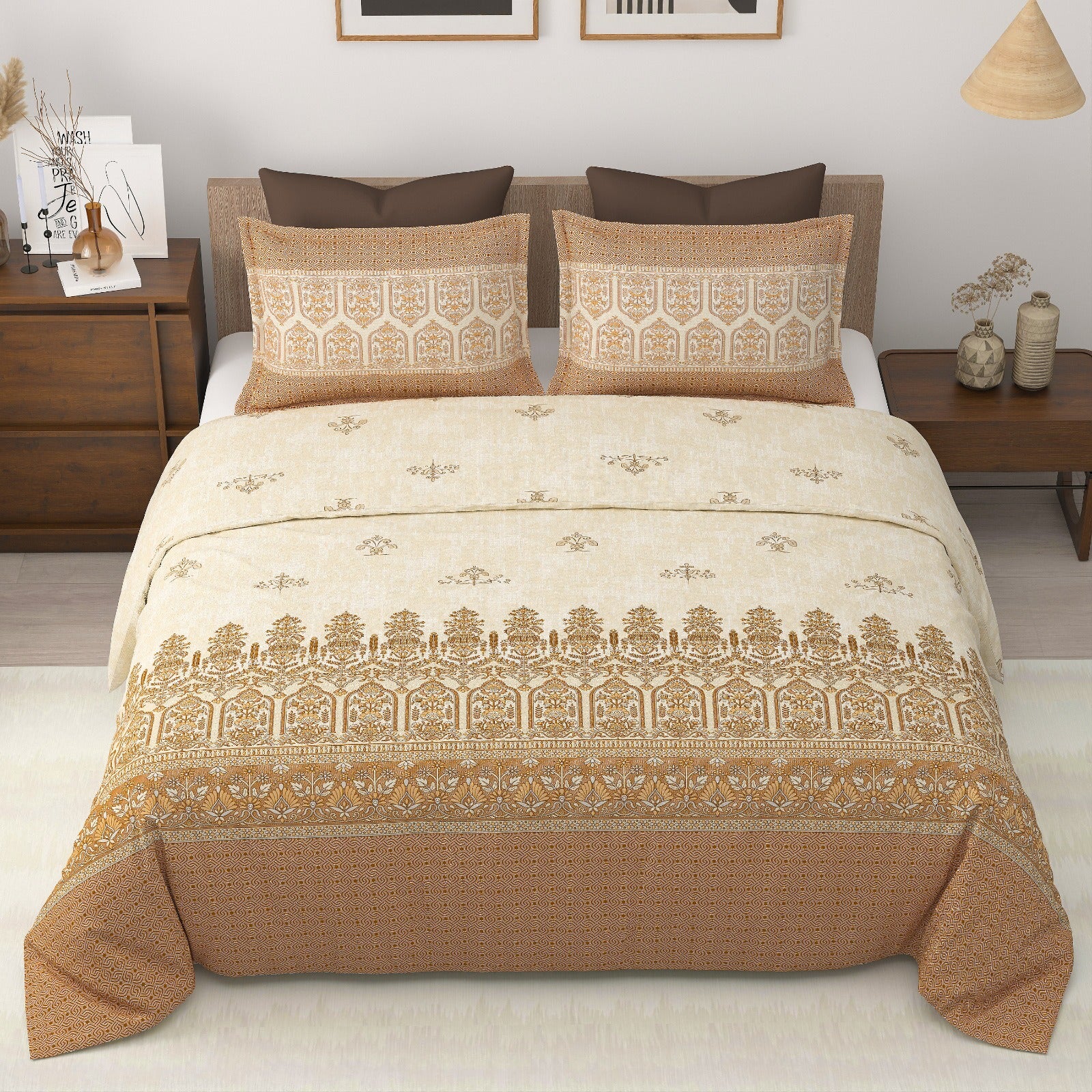 Royal Era Super King Size Pure Cotton Printed Bedsheet Set