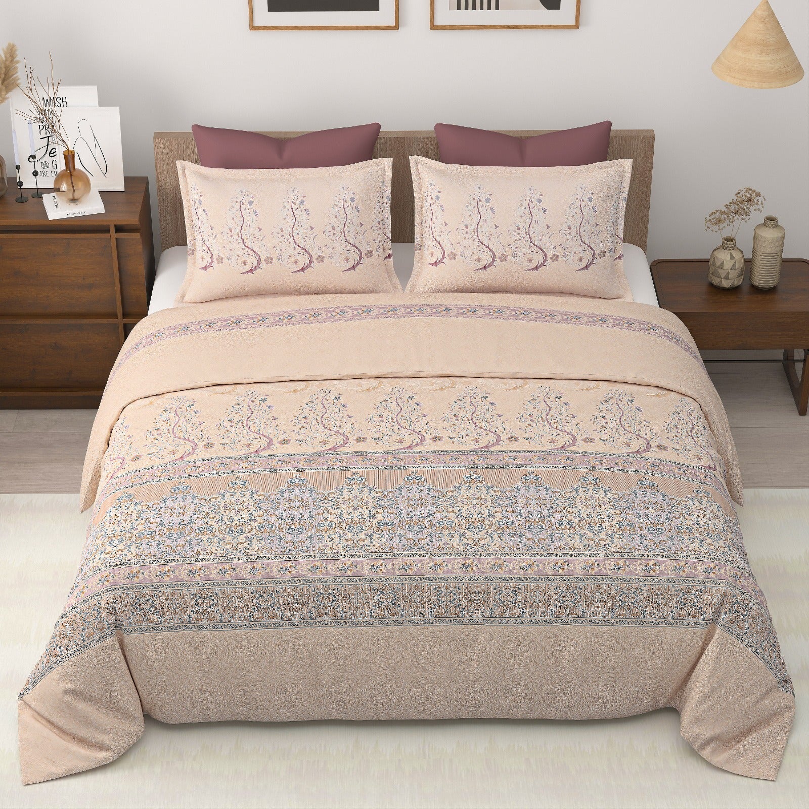 Royal Era Super King Size Pure Cotton Printed Bedsheet Set