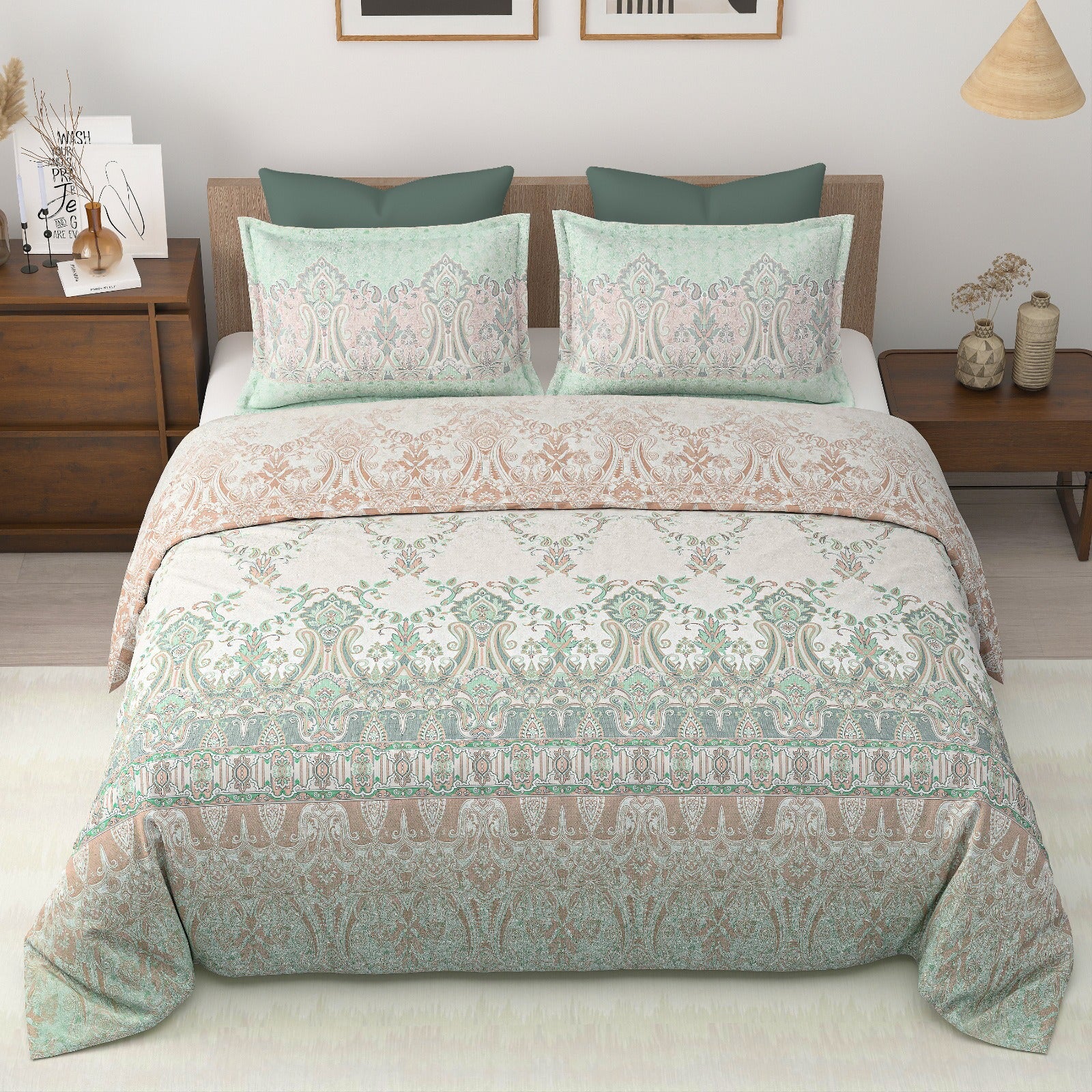 Royal Era Super King Size Pure Cotton Printed Bedsheet Set