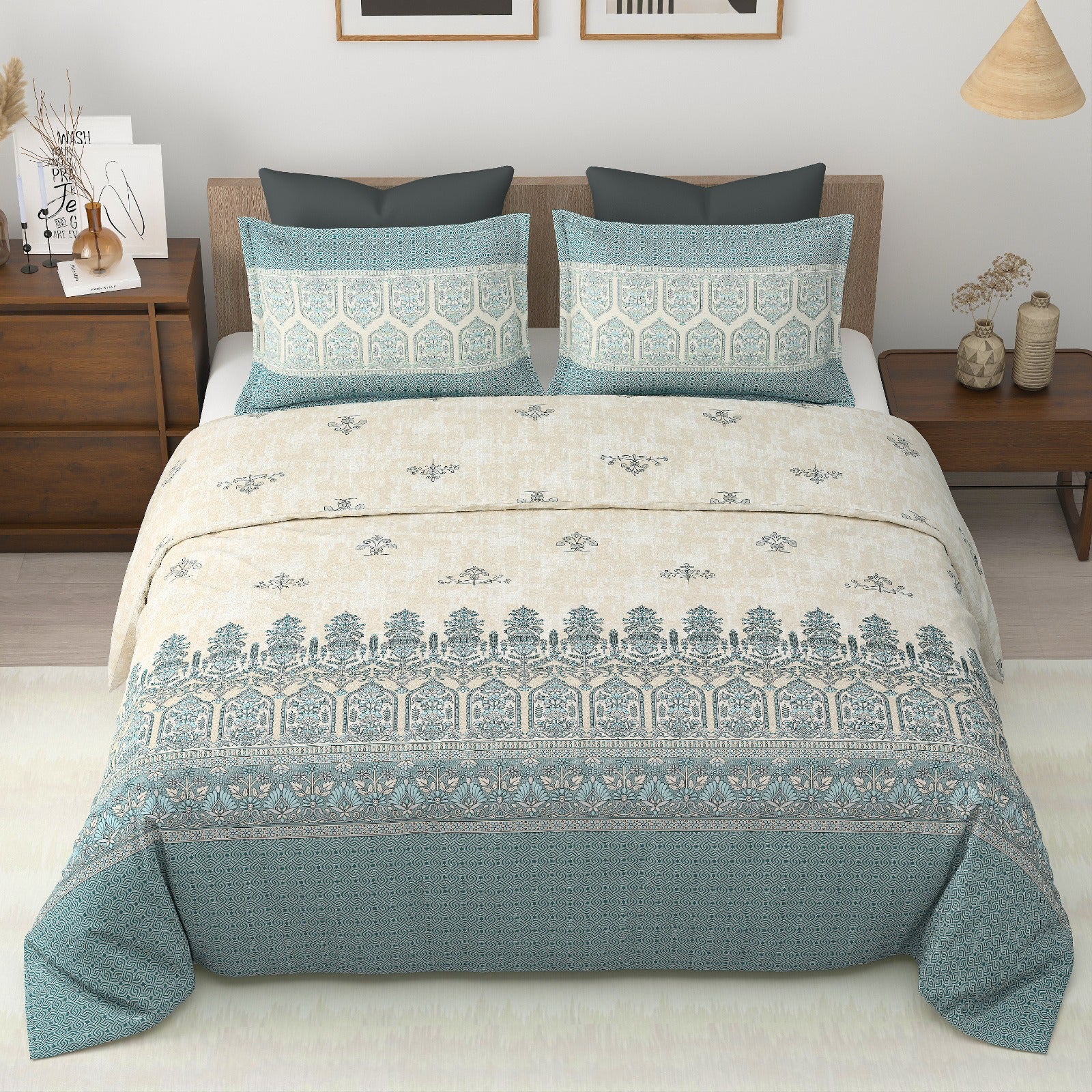 Royal Era Super King Size Pure Cotton Printed Bedsheet Set