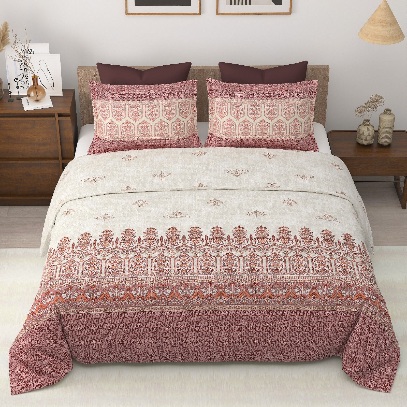 Royal Era Super King Size Pure Cotton Printed Bedsheet Set