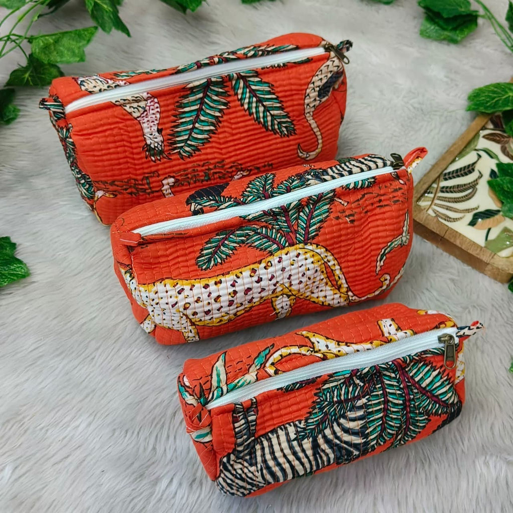 Floral Handcrafted Pure Cotton Quilted Pouches Set