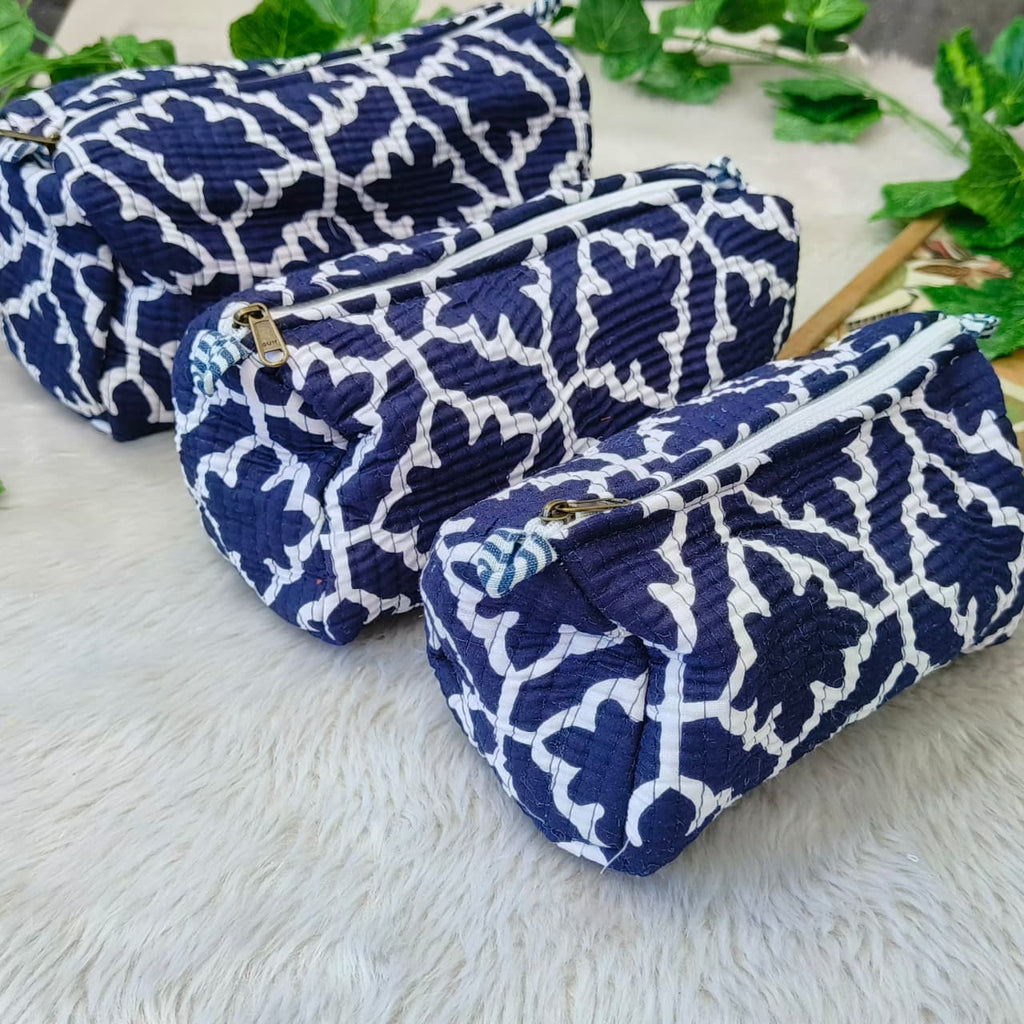 Floral Handcrafted Pure Cotton Quilted Pouches Set